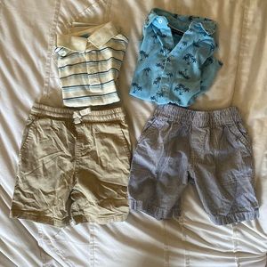 Andy and Evan kid 4T polo shirts and short and Carters brand short SET